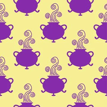 Silhouettes Magic symbols seamless pattern, with magical elements such as sna 库存插图