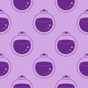 Silhouettes Magic symbols seamless pattern, with magical elements such as s.. Stock Illustration