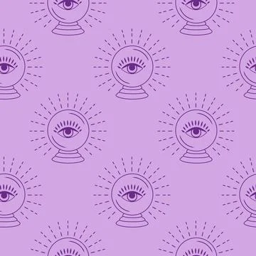 Silhouettes Magic symbols seamless pattern, with magical elements such as s.. Illustrazione stock