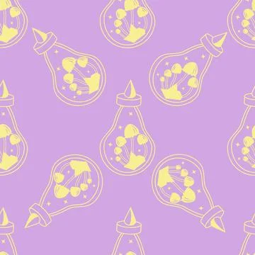 Silhouettes Magic symbols seamless pattern, with magical elements such as s.. Stock Illustration