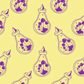 Silhouettes Magic symbols seamless pattern, with magical elements such as s.. Stockillustratie