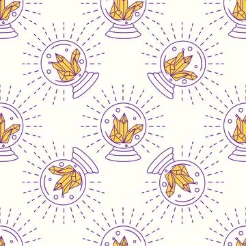 Silhouettes Magic symbols seamless pattern, with magical elements such as sna Stockillustratie