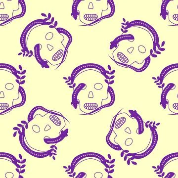 Silhouettes Magic symbols seamless pattern, with magical elements such as sna Stock Illustration
