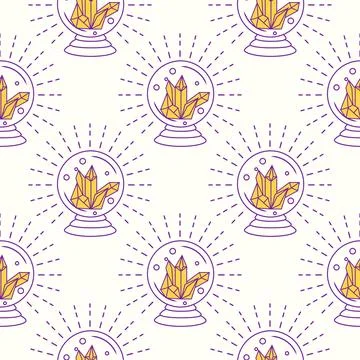 Silhouettes Magic symbols seamless pattern, with magical elements such as sna Stock Illustration