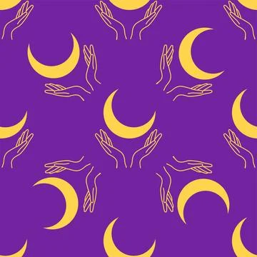 Silhouettes Magic symbols seamless pattern, with magical elements such as sna Stockillustratie