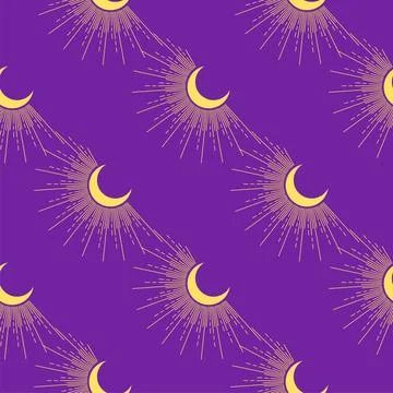 Silhouettes Magic symbols seamless pattern, with magical elements such as sna Stock Illustration