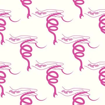 Silhouettes Magic symbols seamless pattern, with magical elements such as sna Stock Illustration