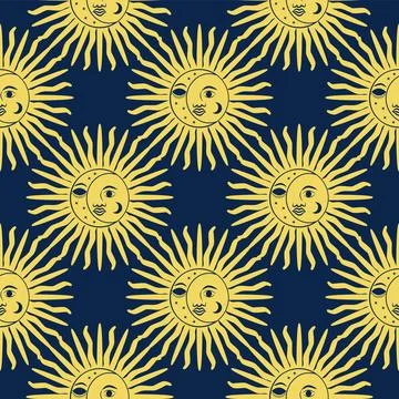 Silhouettes Magic symbols seamless pattern, with magical elements such as sna Stockillustratie