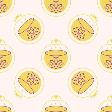 Silhouettes Magic symbols seamless pattern, with magical elements such as sna Stock Illustration