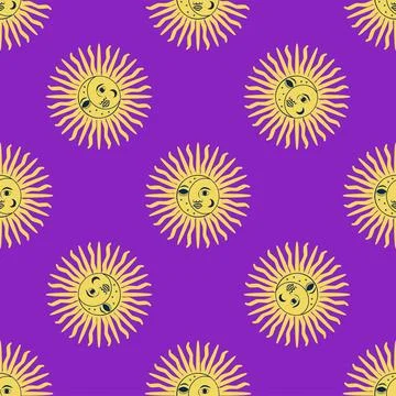 Silhouettes Magic symbols seamless pattern, with magical elements such as sna Stockillustratie