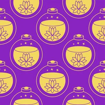 Silhouettes Magic symbols seamless pattern, with magical elements such as sna 스톡 일러스트