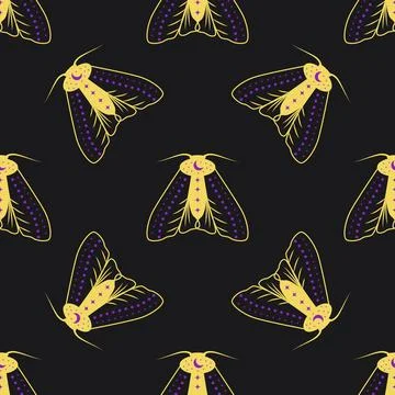 Silhouettes Magic symbols seamless pattern, with magical elements such as sna Stock Illustration