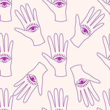 Silhouettes Magic symbols seamless pattern, with magical elements such as sna Illustrazione stock