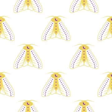 Silhouettes Magic symbols seamless pattern, with magical elements such as sna Stock Illustration