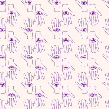 Silhouettes Magic symbols seamless pattern, with magical elements such as sna Stock Illustration