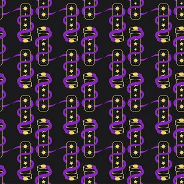 Silhouettes Magic symbols seamless pattern, with magical elements such as s.. Stock Illustration