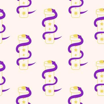 Silhouettes Magic symbols seamless pattern, with magical elements such as s.. Stockillustratie