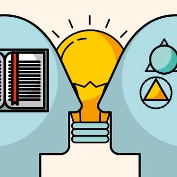 Silhouettes man head creativity idea learn knowledge Stock Illustration