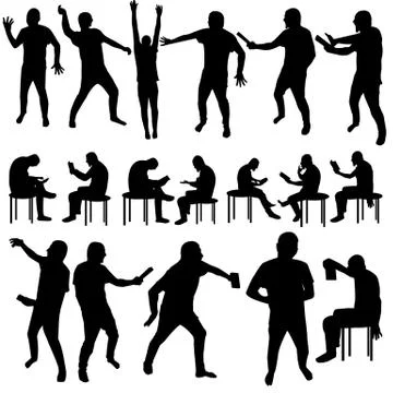Silhouettes of man over white background Stock Illustration