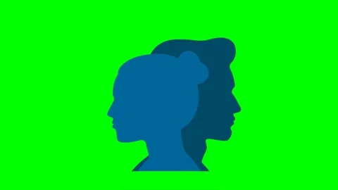 Silhouettes of man's, woman's face, looking at each other, in opposite direction Stock Footage 315638369