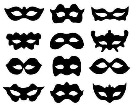 Silhouettes of masks Stock Illustration