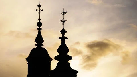Silhouettes of the medieval castle Stock Footage 87818046