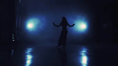 Silhouettes of oriental belly dance Stock Footage 112738300
