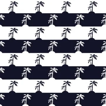 Silhouettes of palm trees Stock Illustration