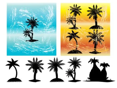 Silhouettes of palm trees vector Stock Illustration