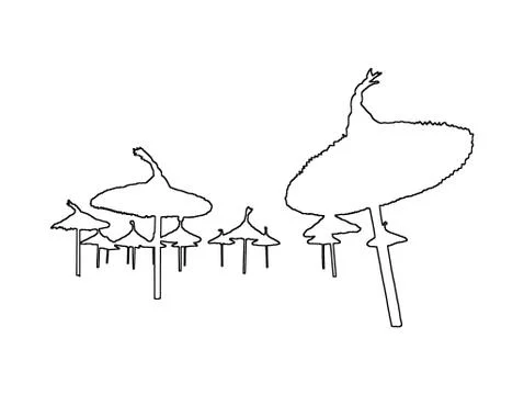 Silhouettes of parasols in perspective Illustrazione stock