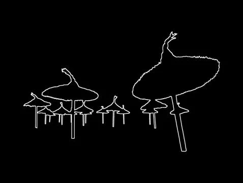 Silhouettes of parasols in perspective Illustrazione stock