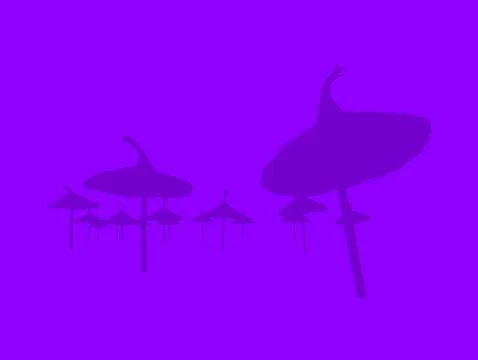Silhouettes of parasols in perspective Illustrazione stock