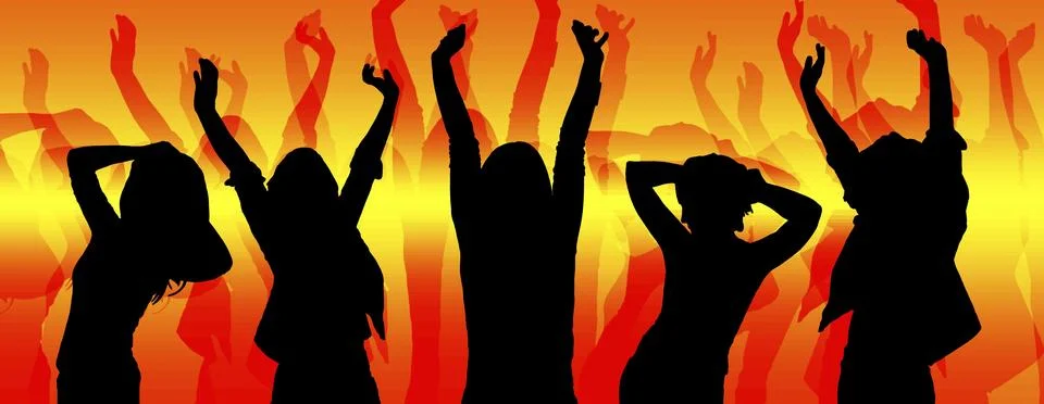 Silhouettes of party people dancing Stock-Illustration