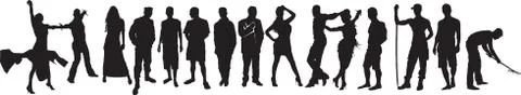 Silhouettes of People of Different Professions Vector Stock Illustration