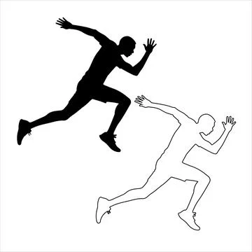 Silhouettes of people jumping Stock Illustration
