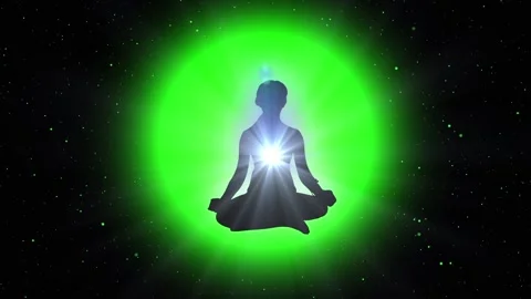 SILHOUETTES OF PEOPLE MEDITATING WITH LIGHT RAYS 04 Video stock 131133180