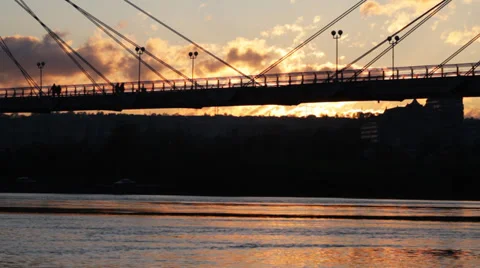 Silhouettes of people on a sunset background Video stock 38017195