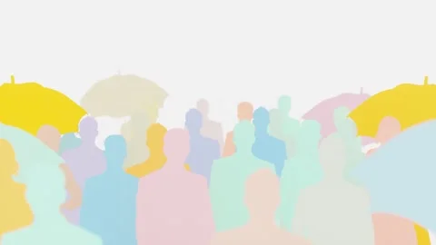 Silhouettes of people with umbrellas Stock Footage 293774497