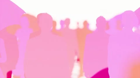 Silhouettes of people with umbrellas Stock Footage 293774559