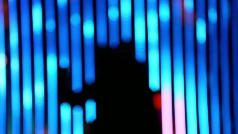Silhouettes of people under blue light strips Stock Footage 329952213