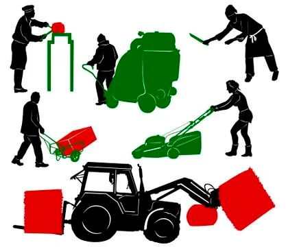 Silhouettes of people at work Stock Illustration