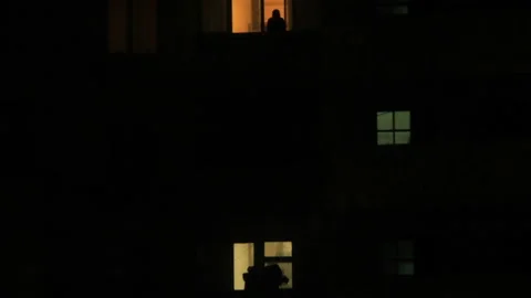 Silhouettes of people's Stock Footage 85818094