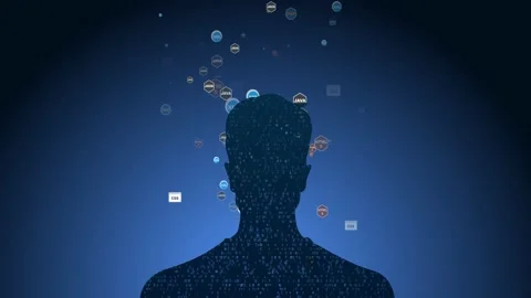 Silhouettes of the programmer with digital texture..Digital transformation Video stock 146731202