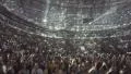 Silhouettes of public dancing, jumping wildly in euphoria. Concert atmosphere 4k or 4k+ Resolution
