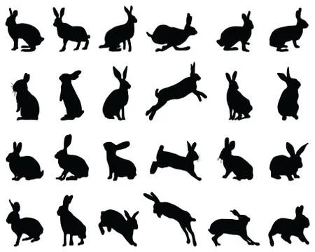 Silhouettes of rabbits Stock Illustration