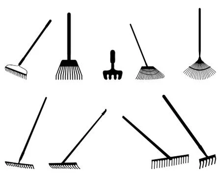 Silhouettes of rake Stock Illustration
