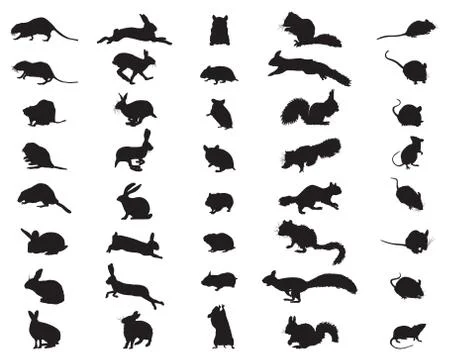 Silhouettes of rodents Stock Illustration