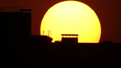 Silhouettes of roof construction frames Stock Footage 111765491