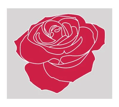 Silhouettes of rose isolated on white background. Vector illustration Stock Illustration
