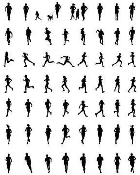 Silhouettes of runners Stock Illustration